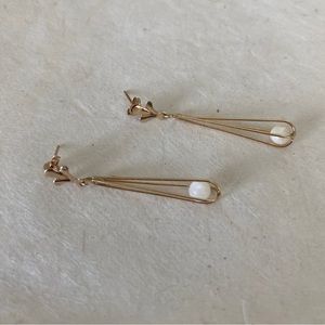 10k gold earrings with caged pearls - SOLD